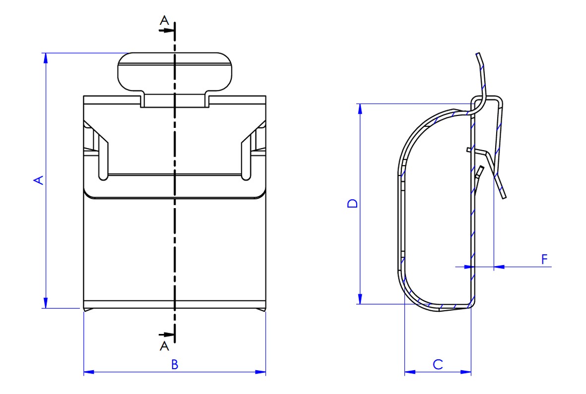 CL-CCS [CP] Conectores + Complementos para montaje de estructuras solares. Clip para conducción de cables. Simple